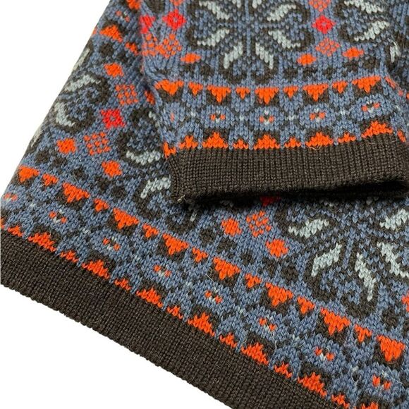 CHRISTIANIA SWEATERS Blue Orange Nordic Pattern Sweater Size Large - Picture 4 of 8